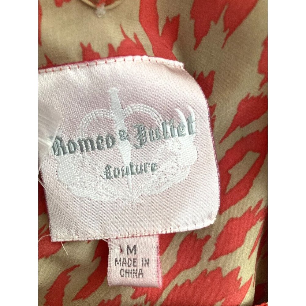 Romeo & Juliet Tan & Coral Sleeveless Tunic Top V-Neck V-Back Size Medium Womens - Picture 7 of 8